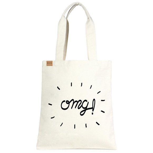 NEW OMG Graphic 100% Cotton Canvas Book Grocery Reusable Shopping Eco Tote Bag - Picture 5 of 10